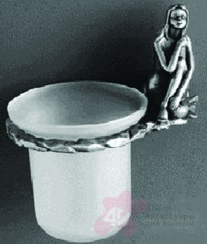 Держатель с колбой Art&Max Juno AM-B-0711-T для ершика настенный серебро
