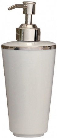 Дозатор Nicol Sofia 2141992 настольный для жидкого мыла фарфор белый / ободок платина