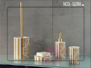 Дозатор Nicol Gloria 2151970 настольный для жидкого мыла керамика жасмин декор золото