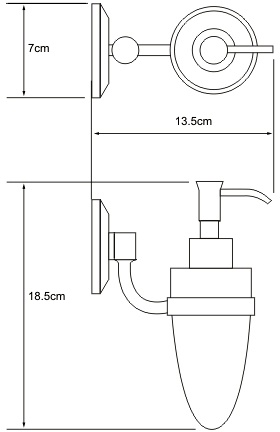 Дозатор для мыла Wasserkraft Rhein K-6200 K-6299 подвесной хром/стекло матовое